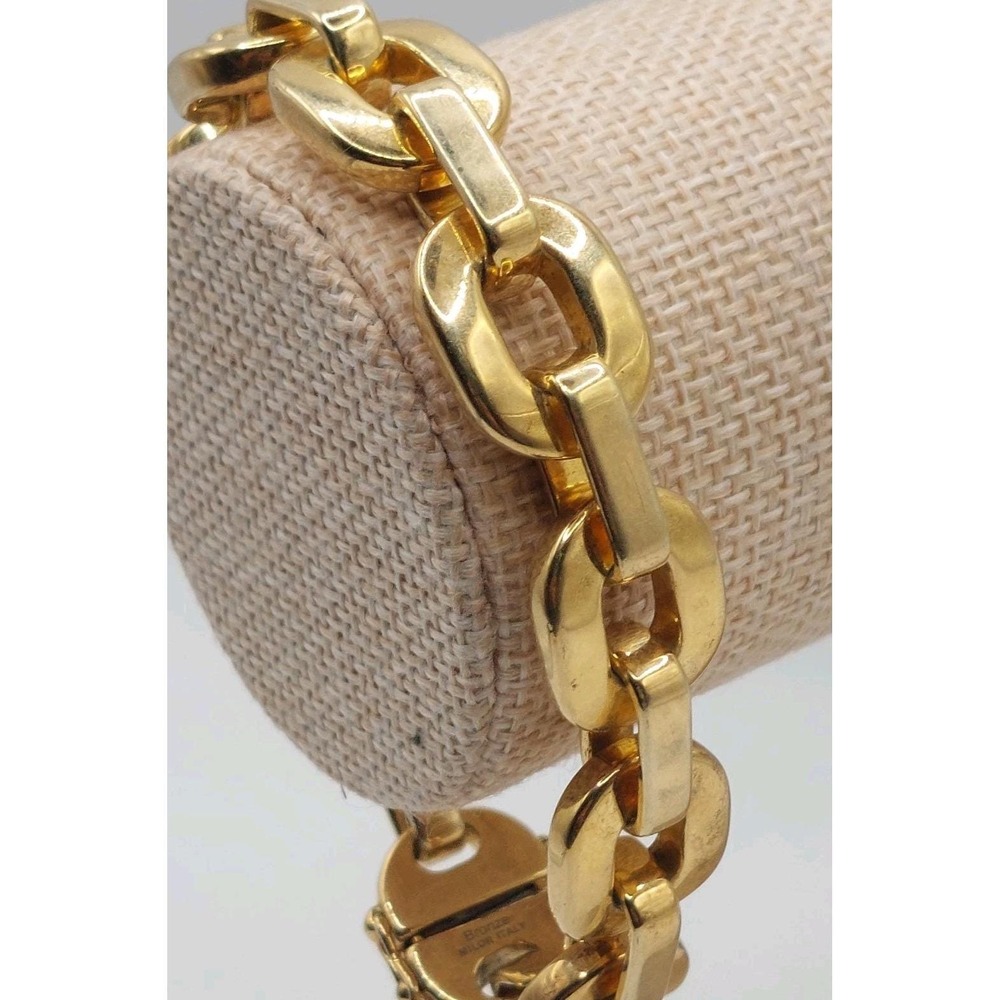Chunky Oval Chain Link Bracelet Vintage Milor Italy Bronze Gold Tone 73.6g
